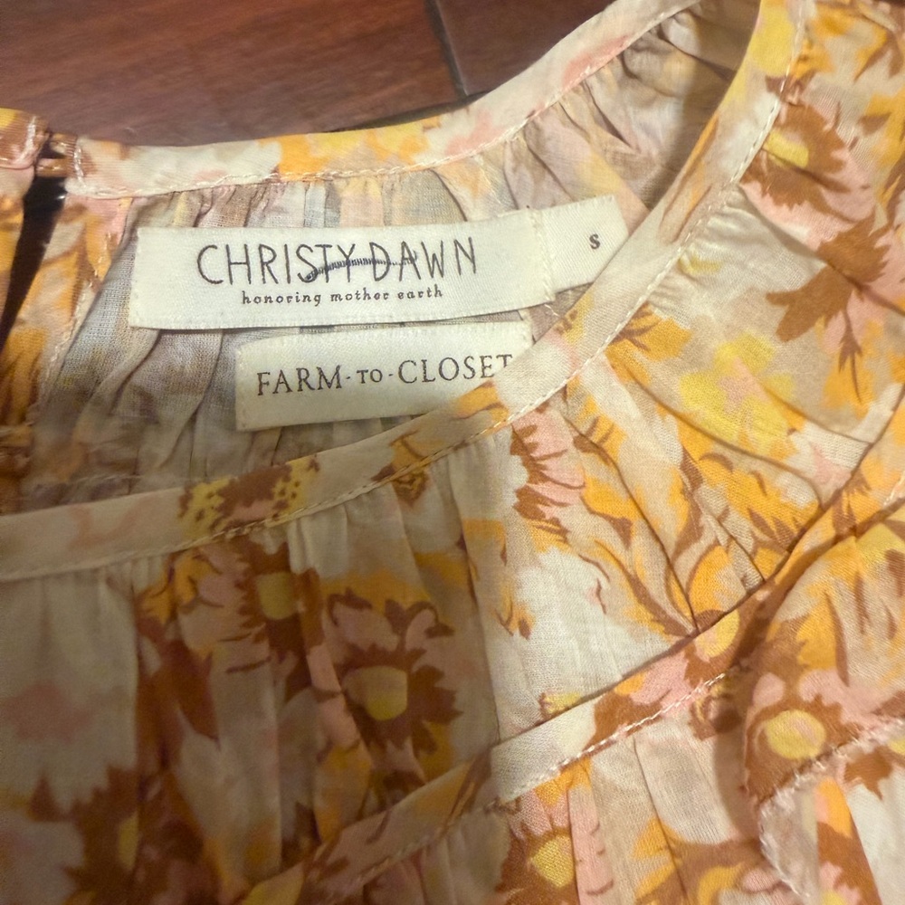 Christy Dawn Yellow Floral Puff-Sleeve Mini Dress with Smocked Waist - Picture 7 of 16